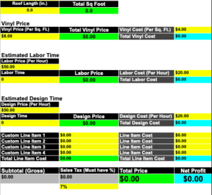 Vehicle Wrap Price Estimator - Spreadsheet - PrintShop|Hub